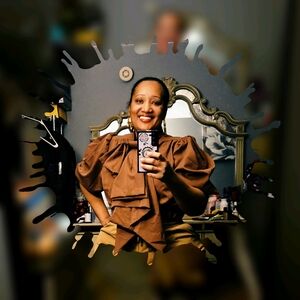 Brown Puff Sleeve Blouse